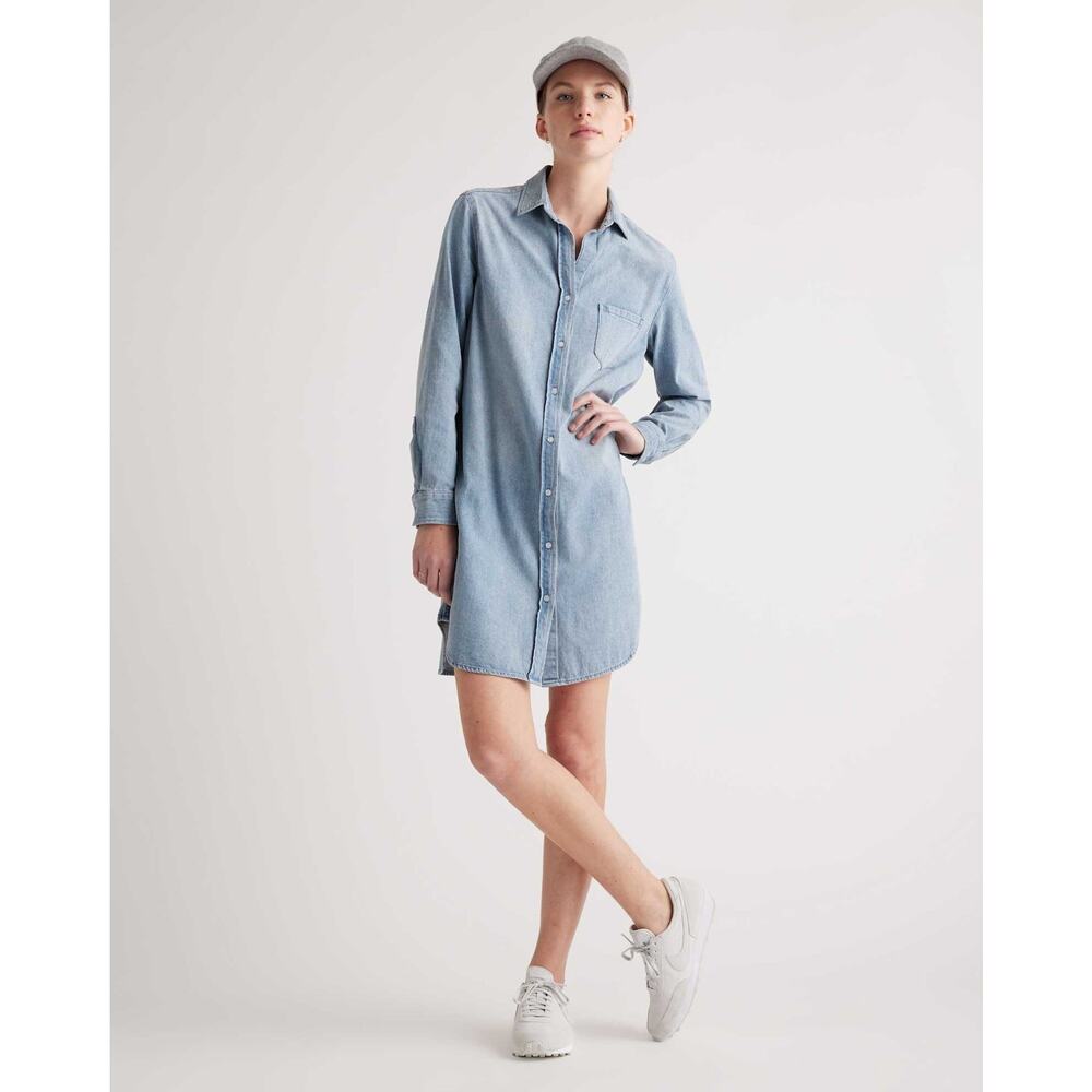 Quince Distressed Denim Cotton Shirt Dress XL